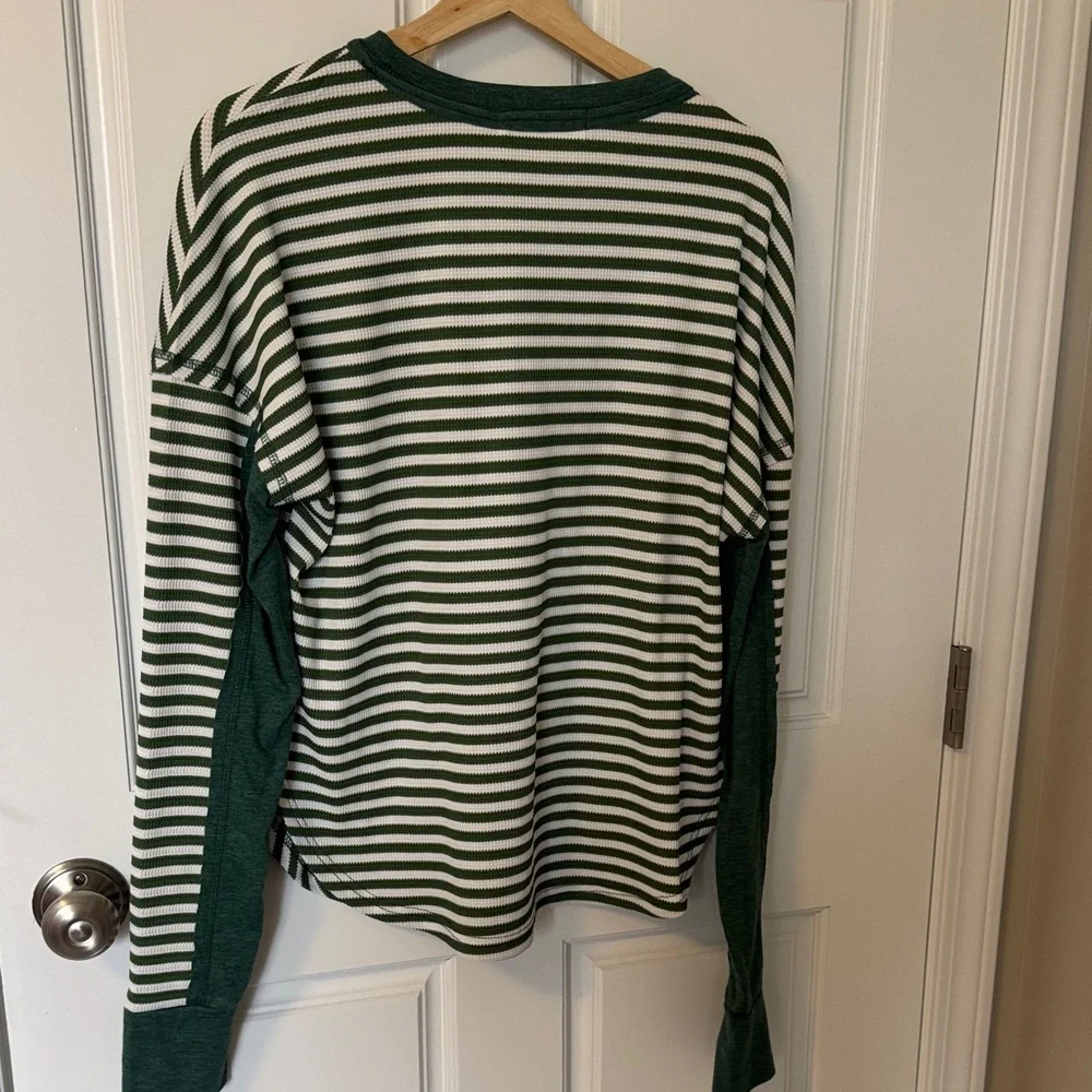 Striped Green and White Long Sleeve Tee by Mod Boutique